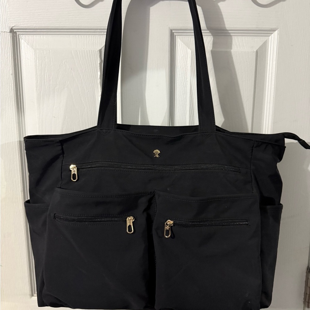 Black Durable Fabric Tote with Long Straps